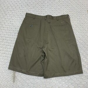 Nike Golf Shorts Mens Tag 34 Aprx 32 L9 Olive Green Pleated Chino Adult Pockets